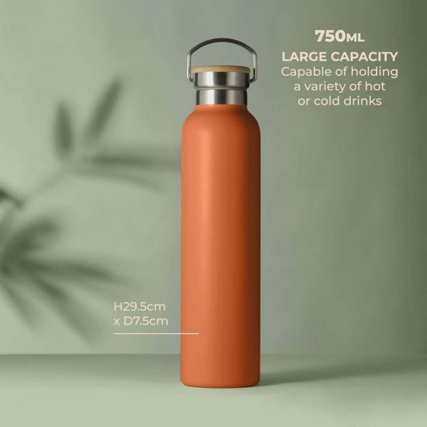 Hydration Bottle with Eco Friendly Bamboo Lid 750ml - Turmeric